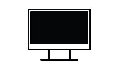 TV screen display black symbol icon vector image illustration