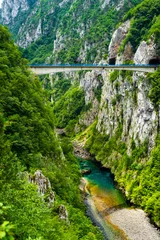 Foto op Canvas bridge between mountains above beautiful Piva River in Piva Canyon in Montenegro © LIGHTFIELD STUDIOS