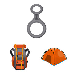 Isolated object of mountaineering and peak icon. Set of mountaineering and camp stock vector illustration.