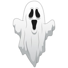 Happy halloween Cartoon ghost isolated on white background. Vector illustration