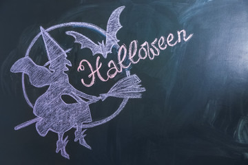 Drawing of witch with text 