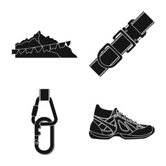 Isolated object of mountaineering and peak logo. Collection of mountaineering and camp stock symbol for web.