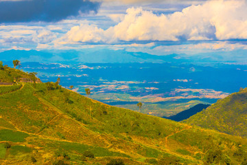 Fototapeta premium Beautiful landscape view of hill and mountain with cloud sky.