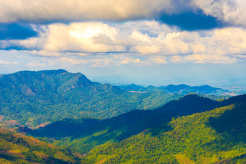 Fototapeta premium Beautiful landscape view of hill and mountain with cloud sky.