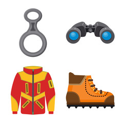 Isolated object of mountaineering and peak sign. Collection of mountaineering and camp vector icon for stock.