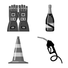 Vector design of car and rally sign. Set of car and race vector icon for stock.