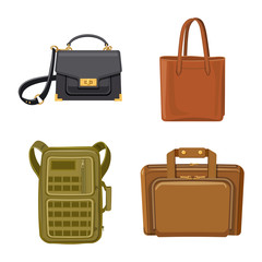 Vector illustration of suitcase and baggage symbol. Collection of suitcase and journey vector icon for stock.