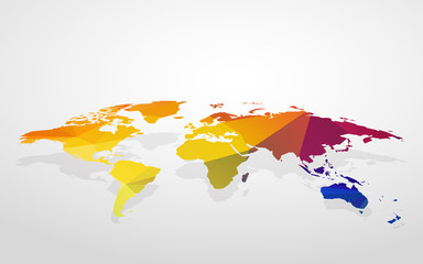 color blank world map fake 3D
