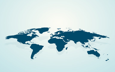 dark blue blank world map fake3D