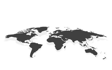 black blank world map fake3D