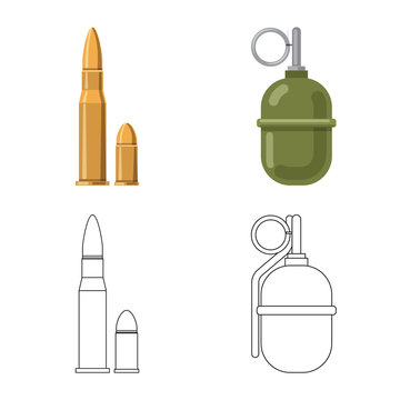 Vector design of weapon and gun sign. Collection of weapon and army vector icon for stock.