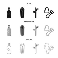 Vector illustration of mountaineering and peak sign. Collection of mountaineering and camp vector icon for stock.