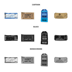 Isolated object of ticket and admission logo. Collection of ticket and event stock symbol for web.
