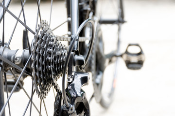 Fototapeta premium Bicycle gear, rear derailleur on white background.