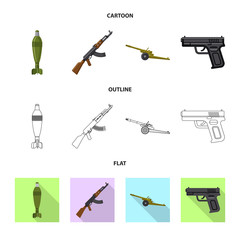 Vector design of weapon and gun sign. Collection of weapon and army stock vector illustration.