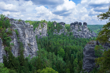 Fototapeta na wymiar Felsformation im Elbsandsteingebirge in der sächsischen Schweiz