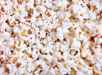 cooked delicious popcorn as background