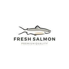 salmon fish logo seafood label badge vector sticker download