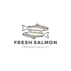 salmon fish logo seafood label badge vector sticker download
