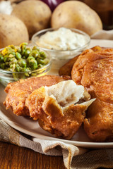 Traditional fish in beer batter and chips
