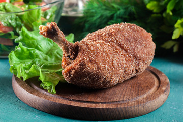 Chicken Kiev, breaded chicken breast