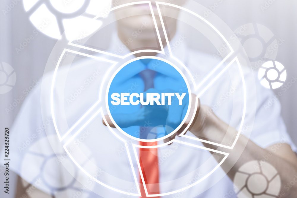 Poster security information technology template for icons concept. secure background mock up virtual touch 