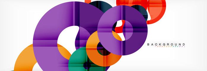 Colorful rings on grey background, modern geometric pattern design. Vector business or technology presentation design template, brochure or flyer pattern, or geometric web banner