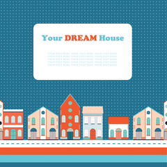 House buildings, home seamless background pattern