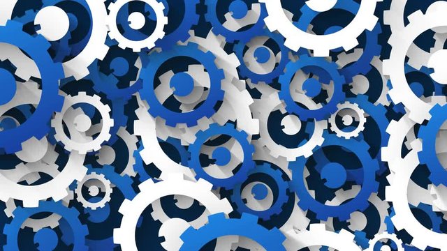 industrial background with blue and white cogs