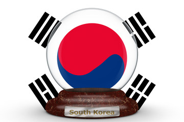 Flag of South Korea on a snow globe background.