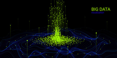 Wave 3D Abstract Background. Big Data Visualization.