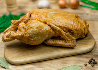 Raw duck in spices and sauce.