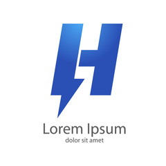 Logotipo letra H estilo rayo color azul
