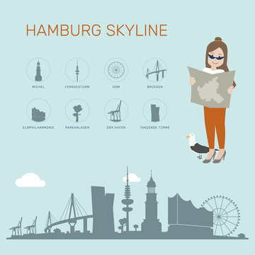 Hamburg Skyline blau