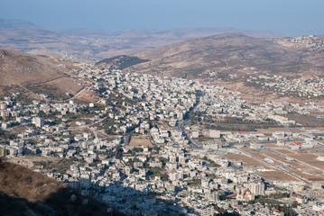 Aerial view of Nablus City (Shechem) from Gerizim mount
