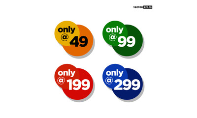 Sale 49 99 199 and 299 Only Offer Badge Sticker Design in Flat Style
