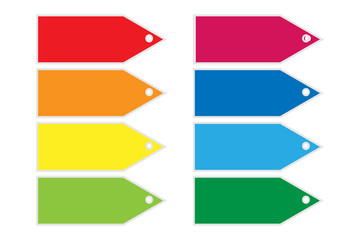 Etiqueta vacías de diferentes colores.