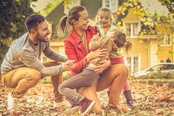 This is my way for happy life. Family together, laughing and playing. Autumn season.