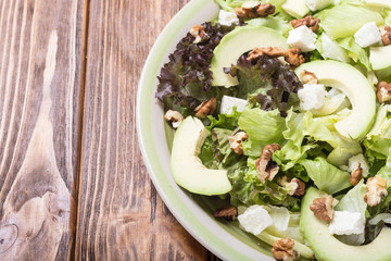 Healthy salad with avocado