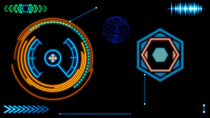 Futuristic HUD interface elements. Digital illustration.