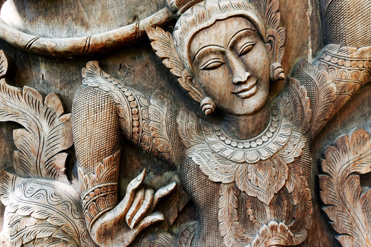 Thai wood carving background
