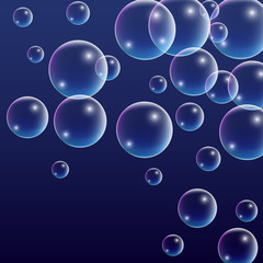 ubble with Hologram Reflection. Set of Realistic Water or Soap Bubbles for Your Design.