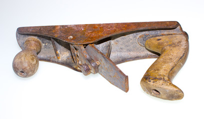 Wooden plane on white background