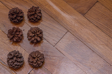 Fir-cone on On Wooden Background