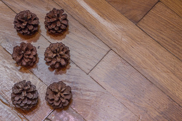 Fir-cone on On Wooden Background