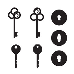 Vintage keys and keyholes signs for logo
