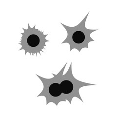 Bullet holes. Bullet abstract art. Black bullet vector broken