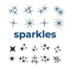 Sparkle lights stars set. Glowing light effect star.