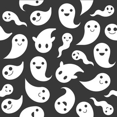 Ghost, Halloween seamless pattern, flat design with clipping mask