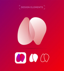 N letter logo design template. Origami paper material design, flat and line art style. App icon